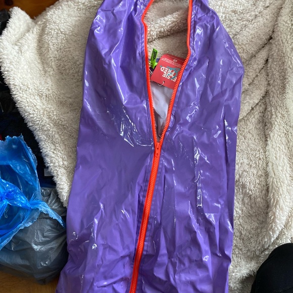 Elsie and Fred brand new never worn latex style orange and purple dress halter - Picture 2 of 4